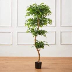 Glitzhome® 5ft. Creative Shaped Faux Ficus Tree In Pot -Michaels D763666S 4