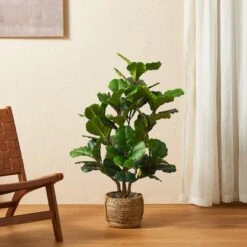 Glitzhome® 3.5ft. Faux Fiddle Leaf Fig Tree In Pot -Michaels D763667S 3