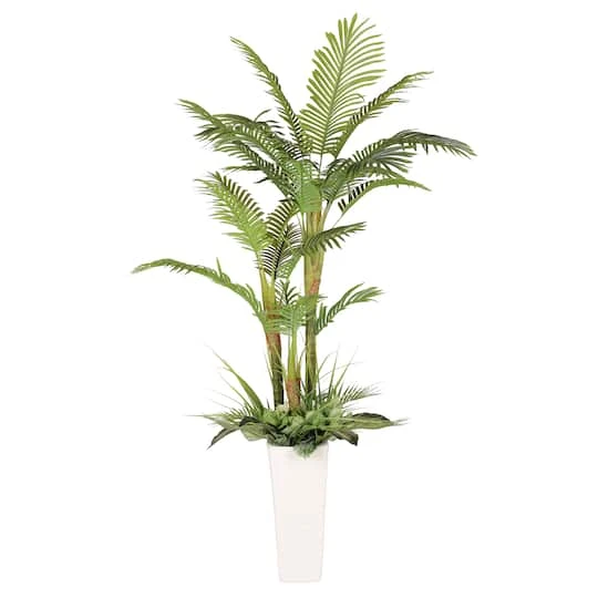 6ft. Artificial Areca Palm Tree In White Decorative Pot 4 6ft. Artificial Areca Palm Tree In White Decorative Pot - Image 2