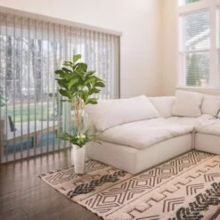 6ft. Artificial Fiddle Leaf Ficus Tree In White Decorative Pot -Michaels D763733S 2