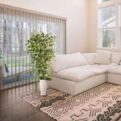 6ft. Artificial Ficus Microcarpa Tree In White Decorative Pot -Michaels D763735S 2