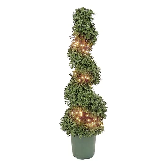 3.5ft. Pre-Lit Boxwood Spiral Topiary 4 3.5ft. Pre-Lit Boxwood Spiral Topiary - Image 2